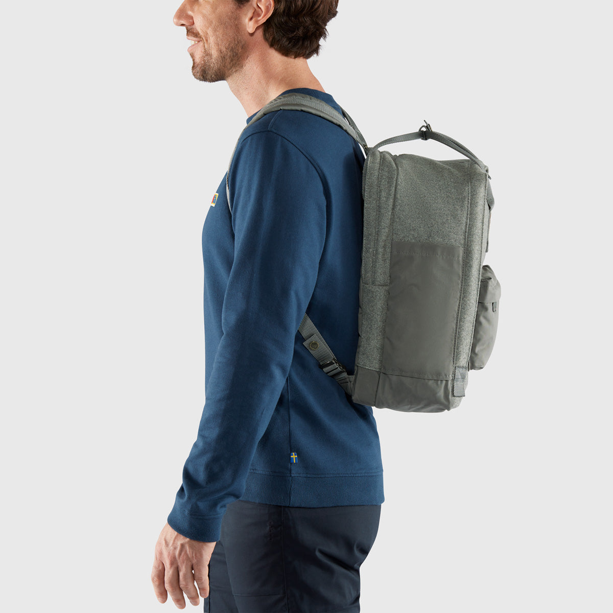 Kånken Re-Wool Laptop 15" computer backpack - Fjallraven recycled wool special edition Red/Black red and black patchwork