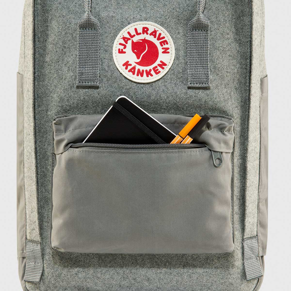 Kånken Re-Wool Laptop 15" computer backpack - Fjallraven recycled wool special edition Red/Black red and black patchwork
