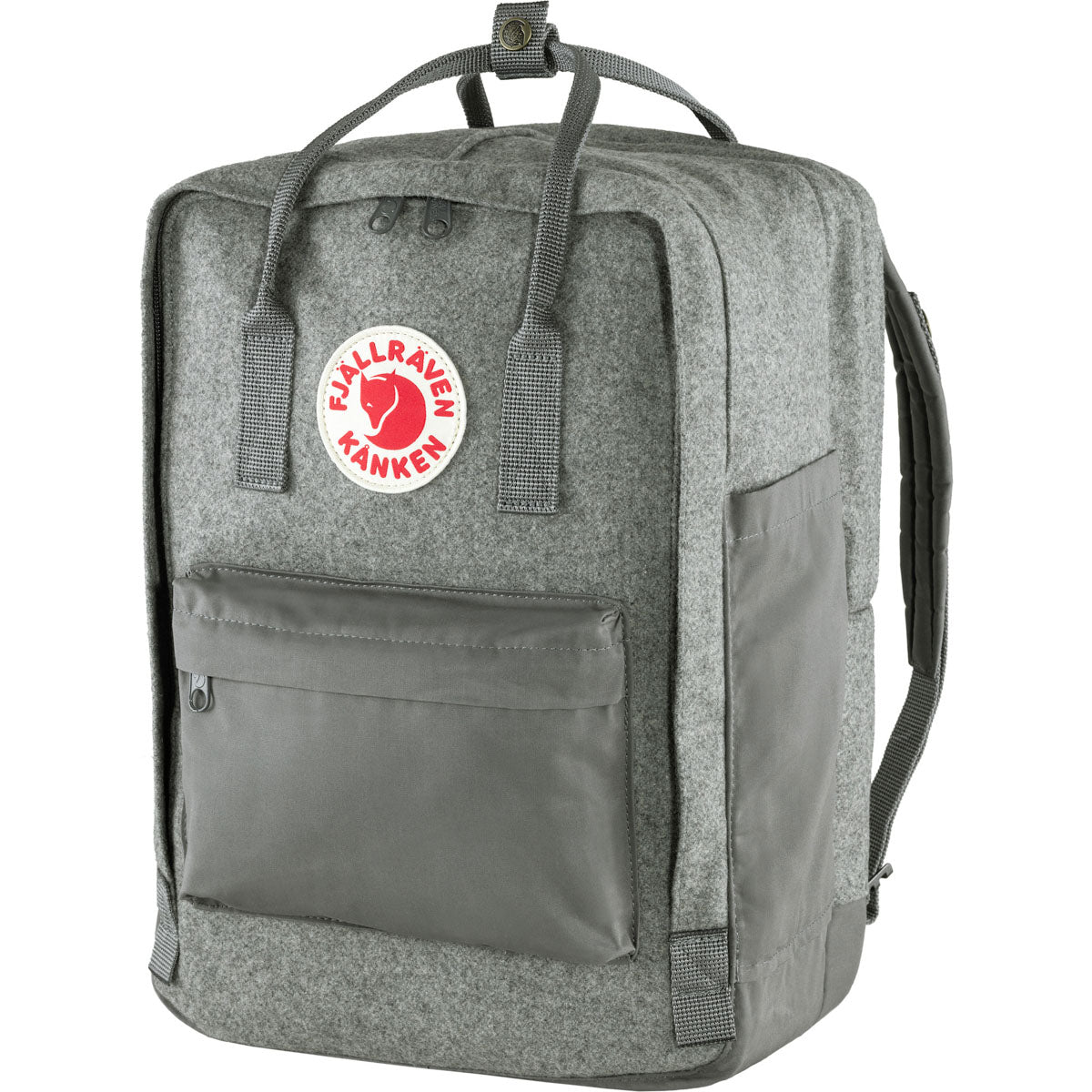 Kånken Re-Wool Laptop 15" computer backpack - Fjallraven recycled wool special edition Red/Black red and black patchwork