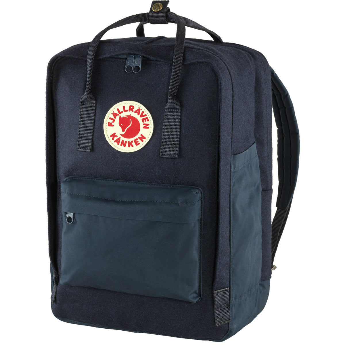 Kånken Re-Wool Laptop 15" computer backpack - Fjallraven recycled wool special edition Red/Black red and black patchwork