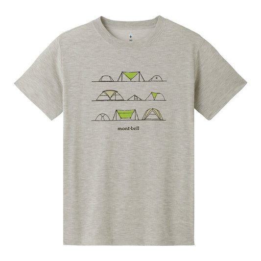 mont-bell Japanese version Wickron Tee Kid's Tent gray children's short-sleeved outdoor T-shirt Hong Kong licensed camping tent pattern