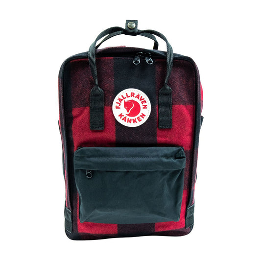 Kånken Re-Wool Laptop 15" computer backpack - Fjallraven recycled wool special edition Red/Black red and black patchwork