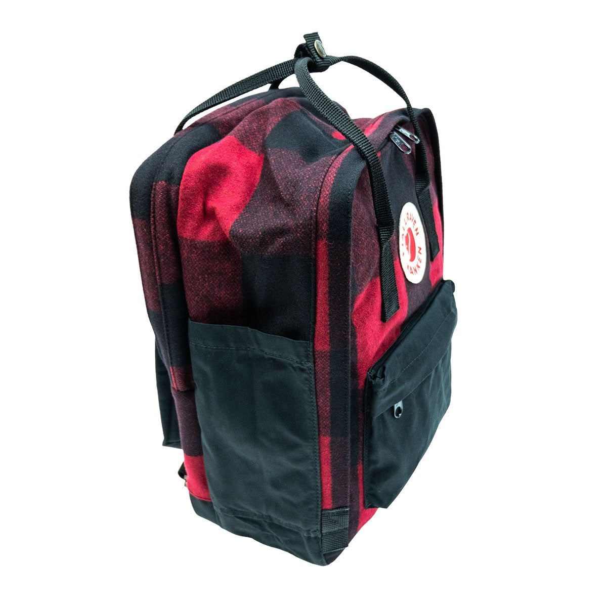 Kånken Re-Wool Laptop 15" computer backpack - Fjallraven recycled wool special edition Red/Black red and black patchwork