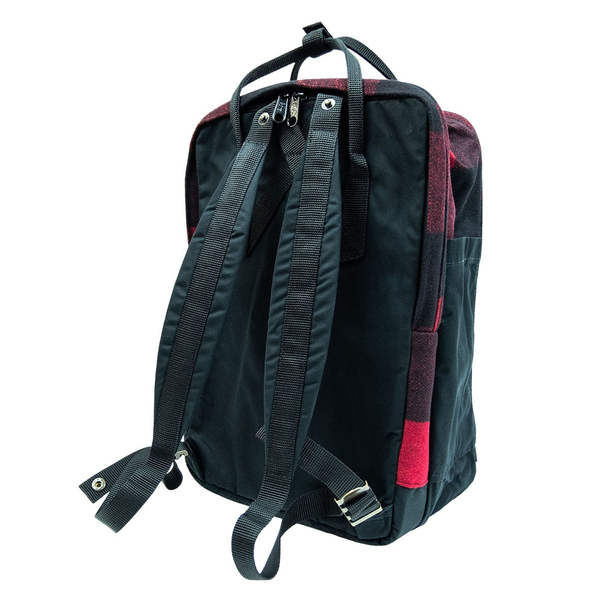 Kånken Re-Wool Laptop 15" computer backpack - Fjallraven recycled wool special edition Red/Black red and black patchwork