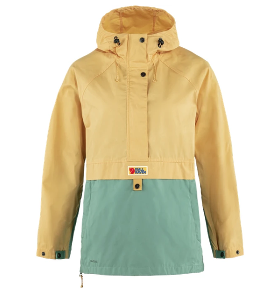 Fjallraven Vardag Anorak W Half-breasted hooded windbreaker is windproof and water-repellent Mais Yellow/ Aloe Green