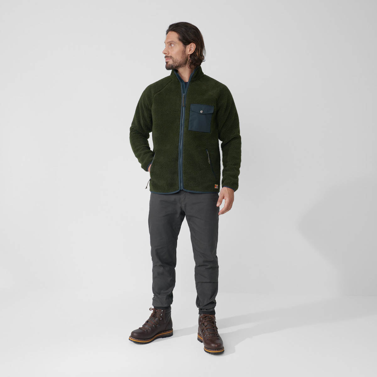 Fjallraven Vardag Pile Fleece M Men's Furry Long Sleeve Jacket Chalk White Chalk White
