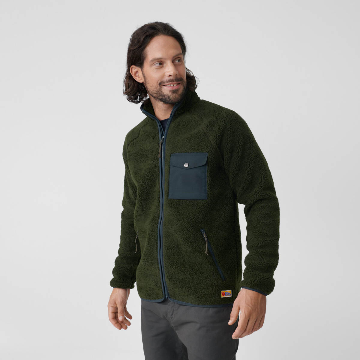 Fjallraven Vardag Pile Fleece M Men's Furry Long Sleeve Jacket Chalk White Chalk White