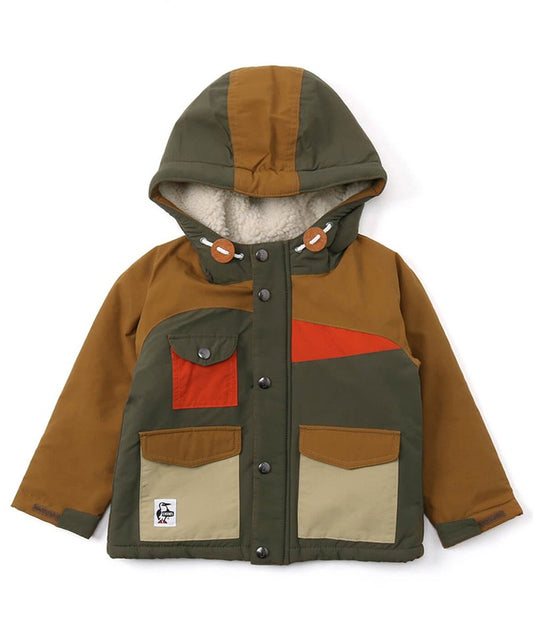 Chums Kid's Camping Boa Parka Crazy Children's Hooded Jacket Thick Color Blocking