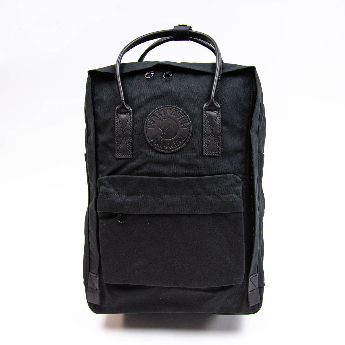 Fjallraven Kanken NO.2 - 15" Notebook Backpack 18L 15-inch computer backpack Completely Black full black leather strap with metal buckle