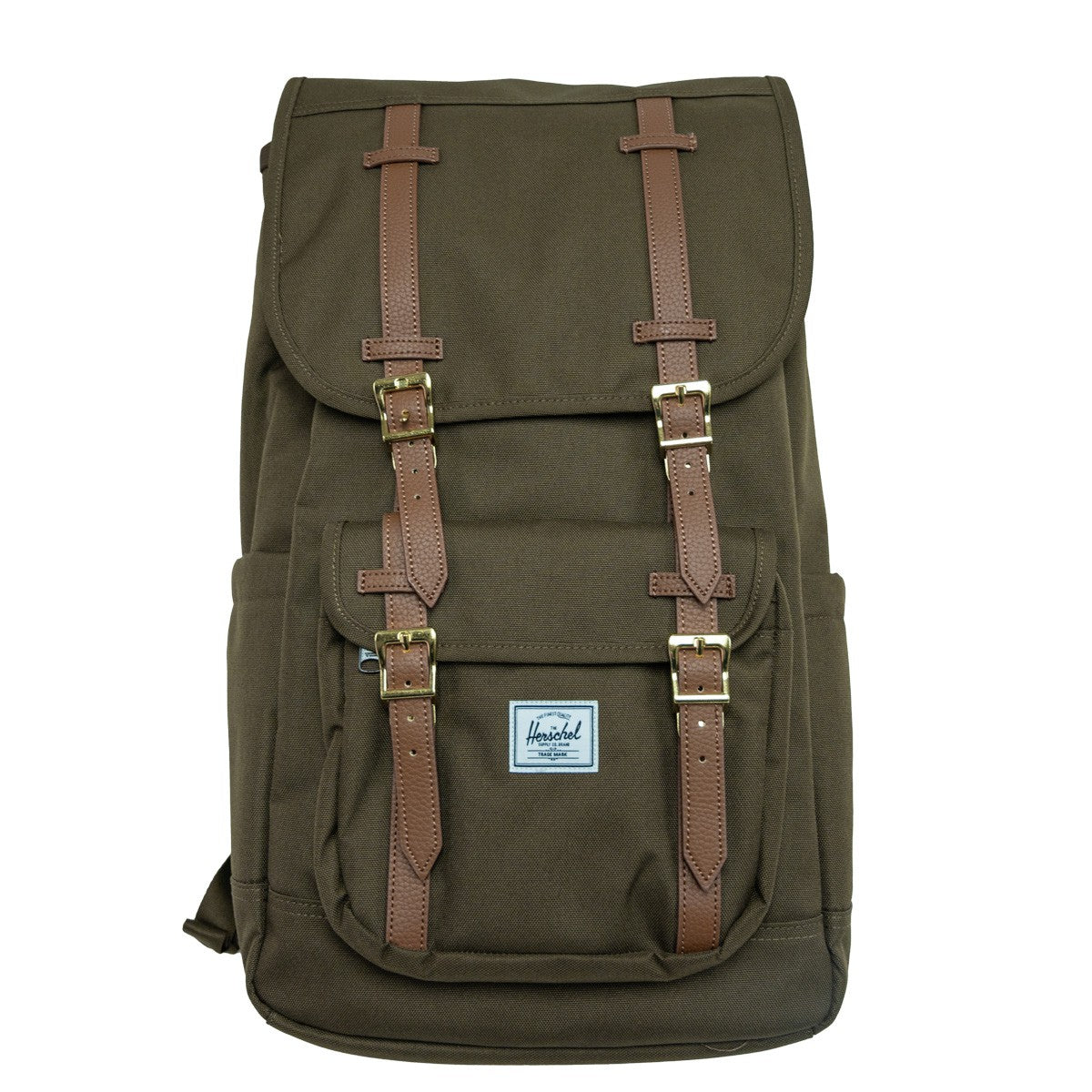 Herschel popular Retreat Backpack in Green Camo and Leather Little America