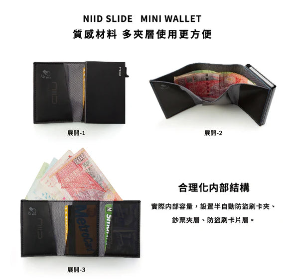 香港行貨 NIID Slide Mini Wallet II‧環保純素皮革 RFID小銀包型卡片盒 NII17