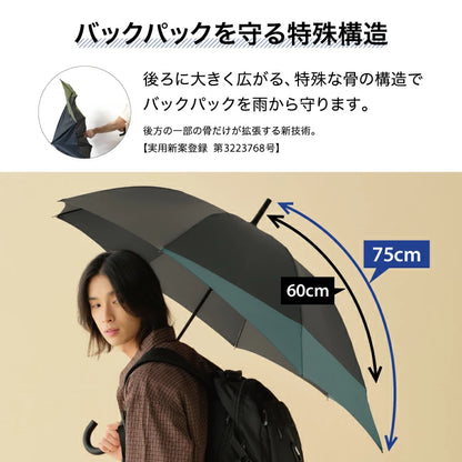 Wpc. UX04 Back Protect 後幅加長機能防濕背摺疊傘【香港行貨】| 加長尾巴背囊唔洗濕 | 城市通勤抗風超撥水晴雨伸縮傘 - Life Sports