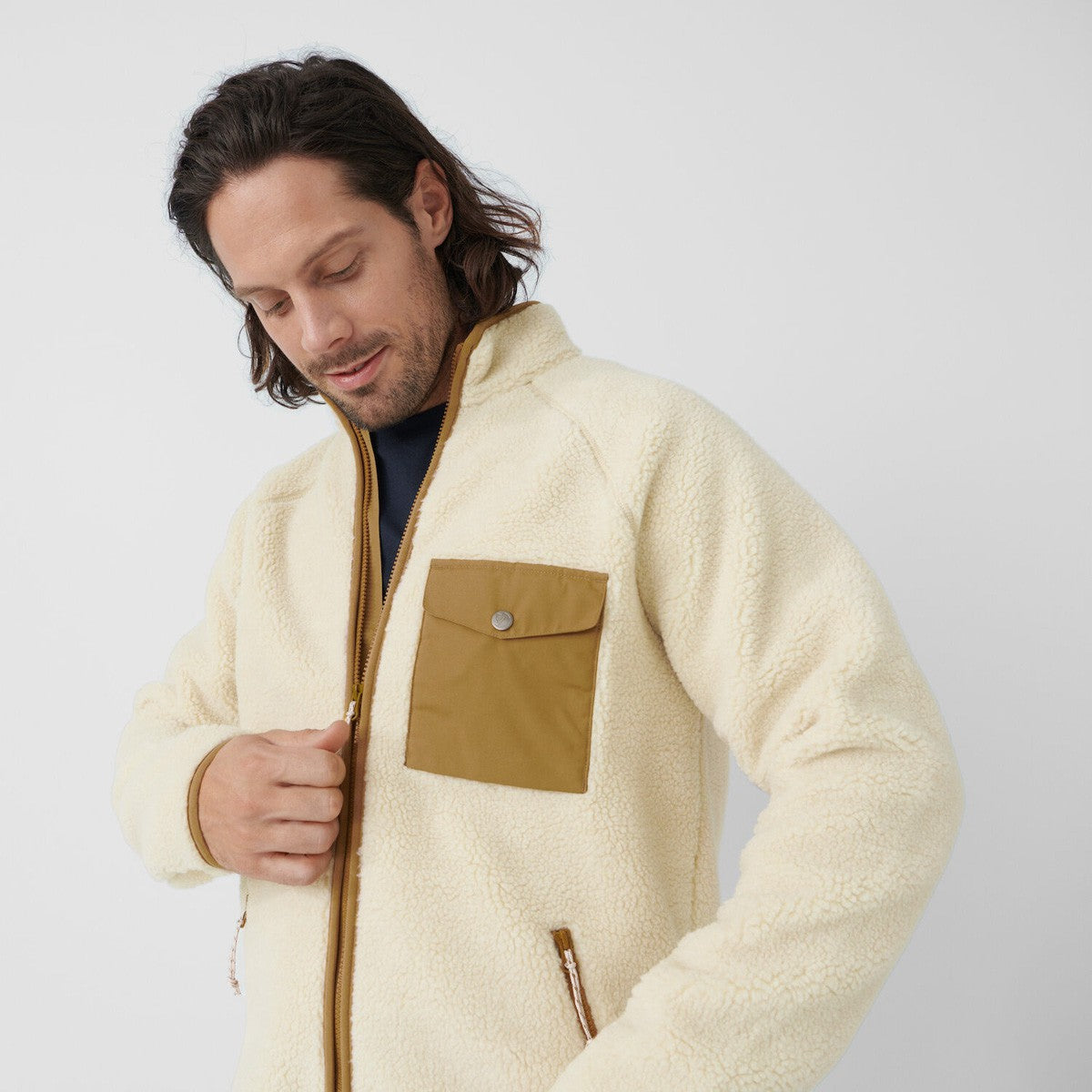 Fjallraven Vardag Pile Fleece M 男裝 毛毛 長袖外套 Chalk White 粉筆白