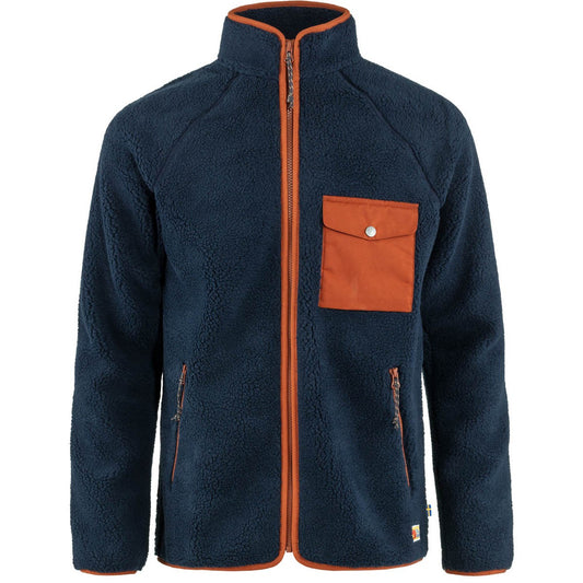 Fjallraven Vardag Pile Fleece M Men's Furry Long Sleeve Jacket Navy/Autumn Leaf