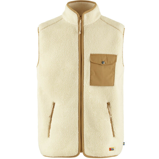 Fjallraven Vardag Pile Fleece Vest M 男裝 毛毛 背心外套 Chalk White/ Buckwheat Brown