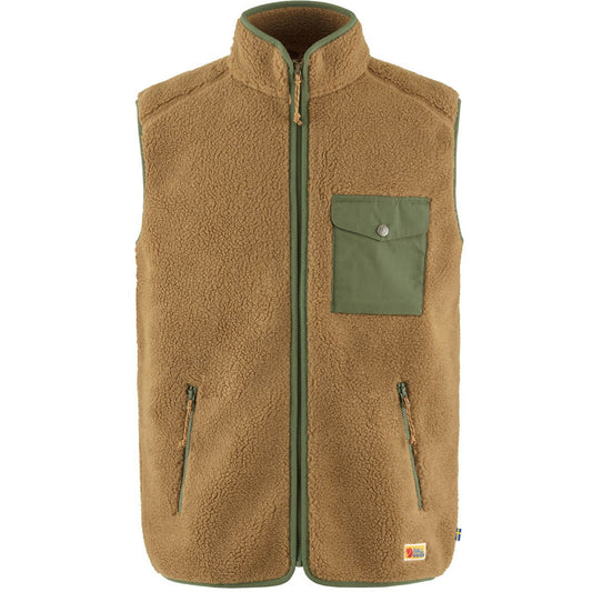 Fjallraven Vardag Pile Fleece Vest M Men's Furry Vest Jacket Buckwheat Brown/ Laurel Green