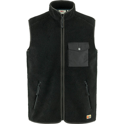 Fjallraven Vardag Pile Fleece Vest M Men's Furry Vest Jacket Black/ Dark Gray