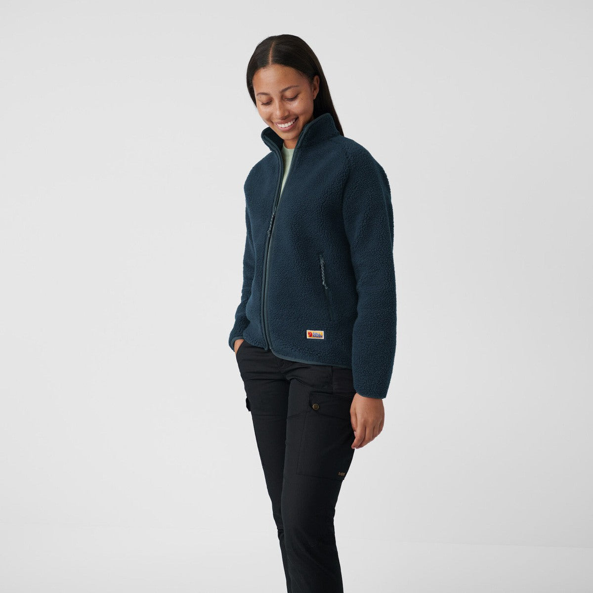 Fjallraven Vardag Pile Fleece W Women's Furry Long Sleeve Jacket Navy