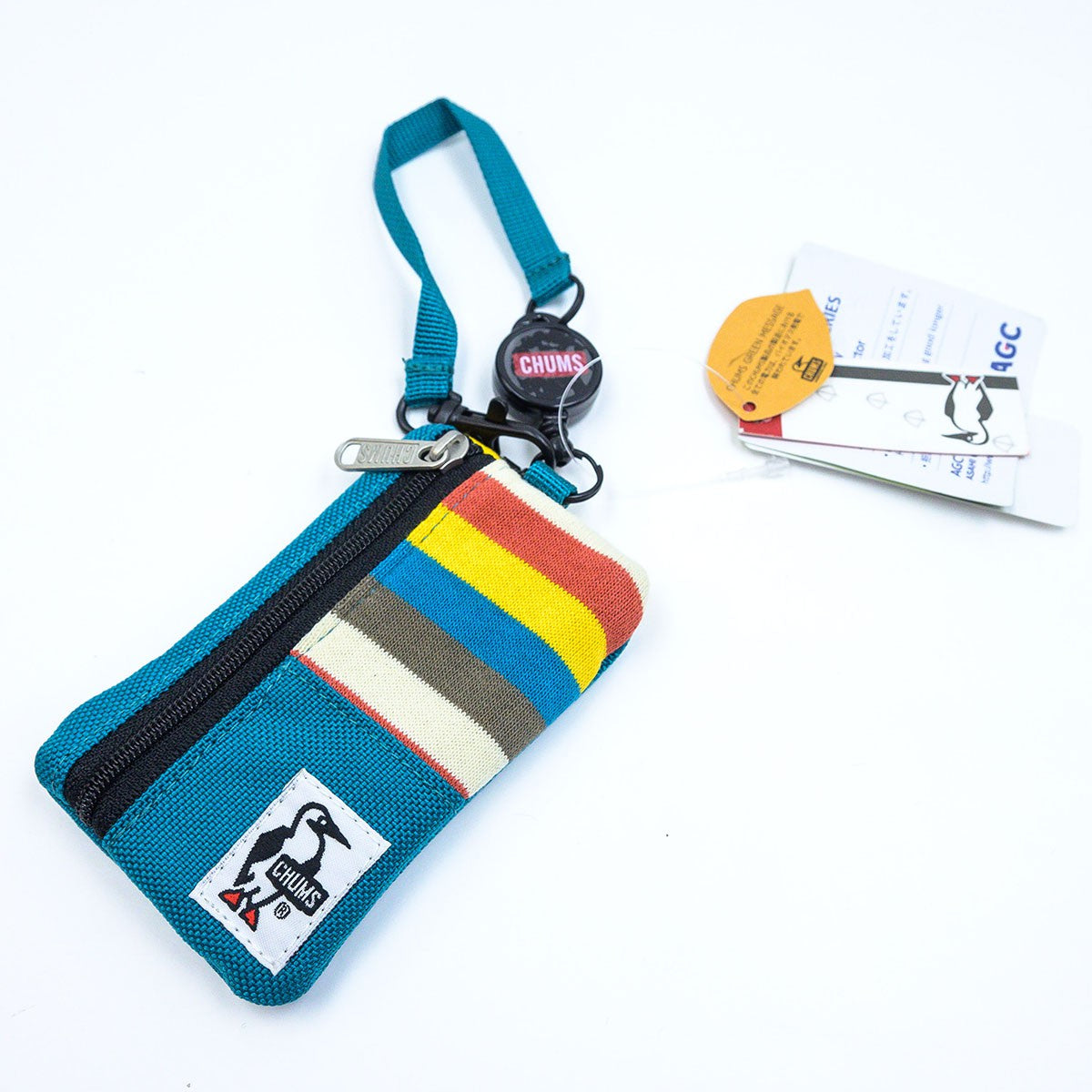 Chums Commuter Pass Case Sweat Nylon card holder elastic scroll strap