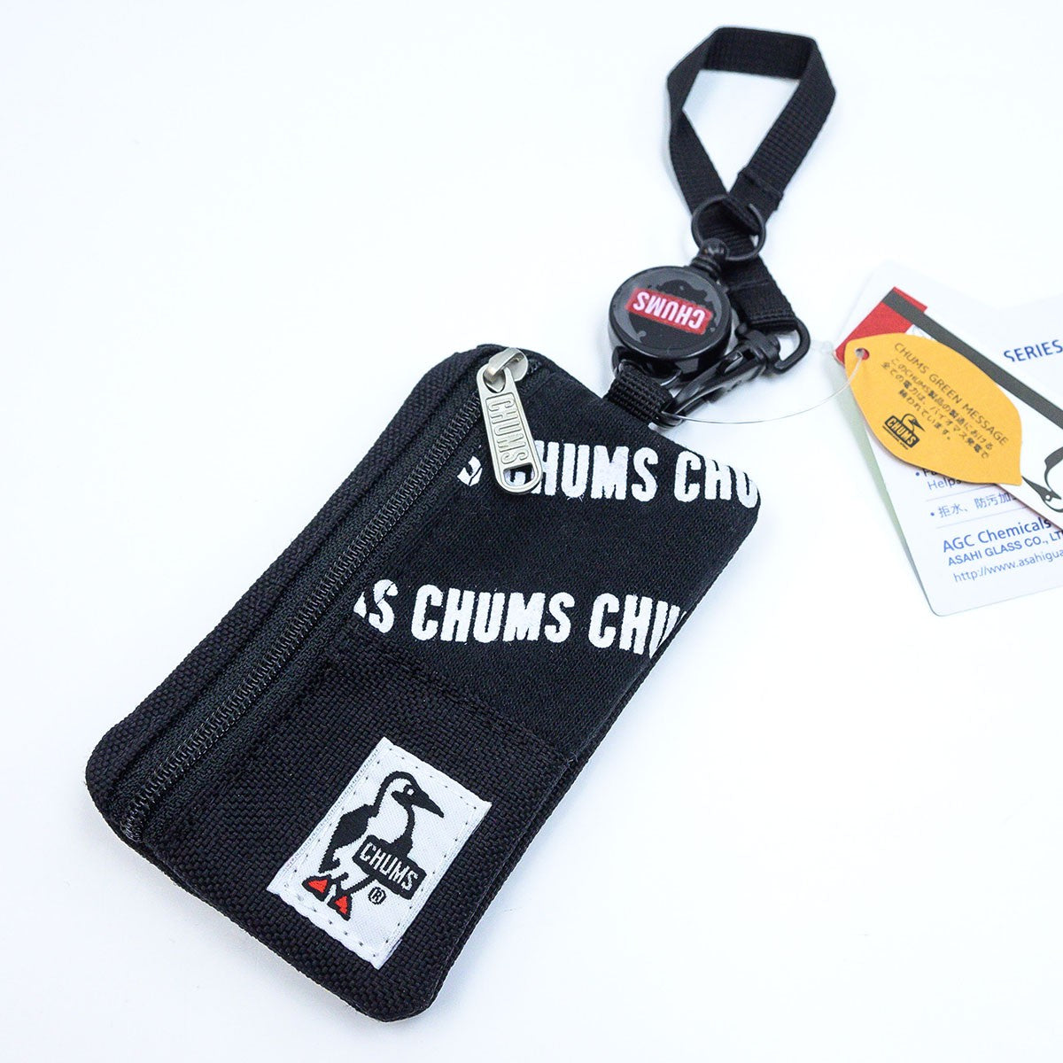 Chums Commuter Pass Case Sweat Nylon card holder elastic scroll strap